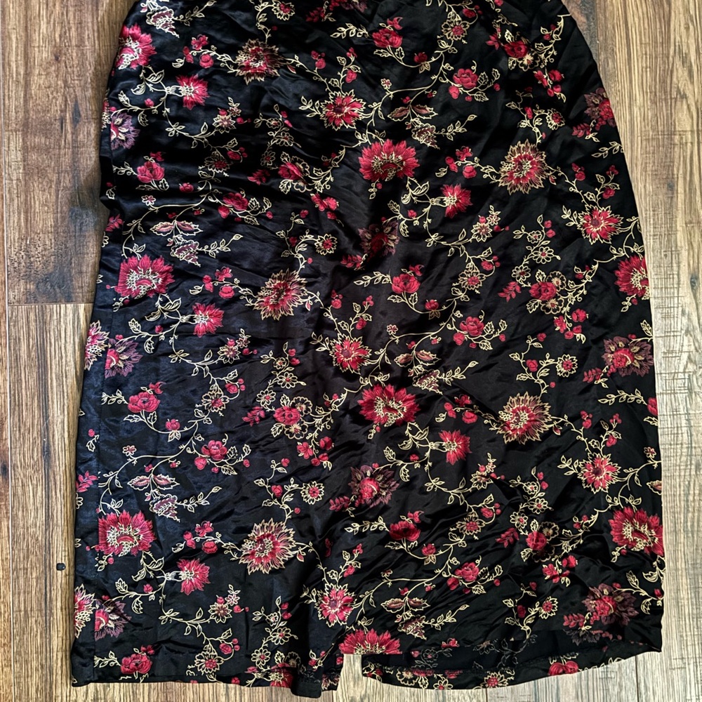 Lane Bryant Black and Red Floral Pencil Skirt